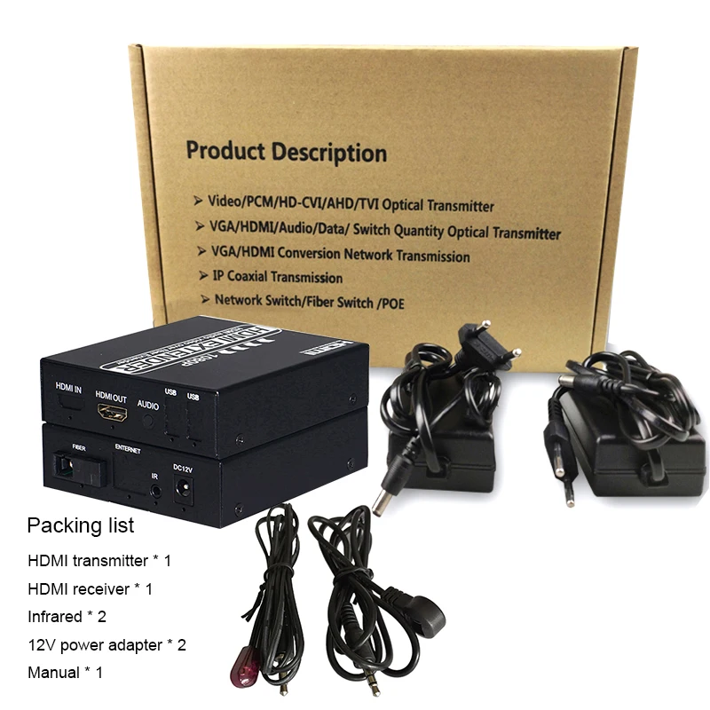 HDMI по оптоволокну удлинитель с ИК-контролем SC волокна и ИК-волоконно-оптический