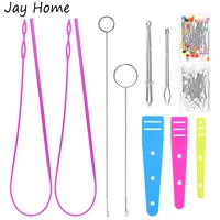 9pcs sewing threader kits sewing loop turner flexible drawstring threadertweezers pins for fabric belts knitting accessories