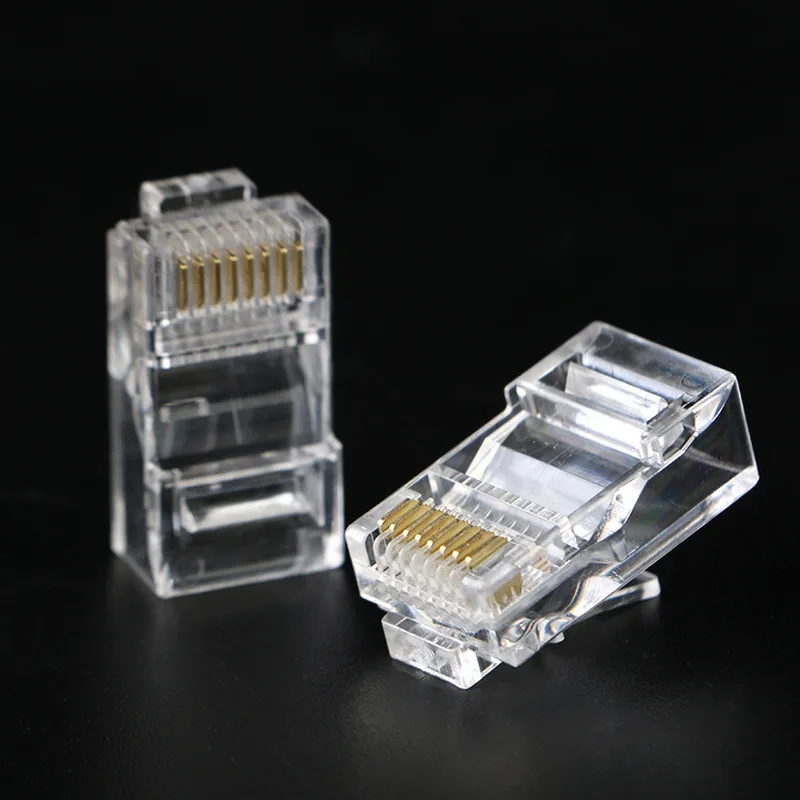 Gold Plated Network Modular Plug Crimper RJ45 Ethernet Cable Head Connector Panel CAT5 LAN Internet Cafes Computers Routers