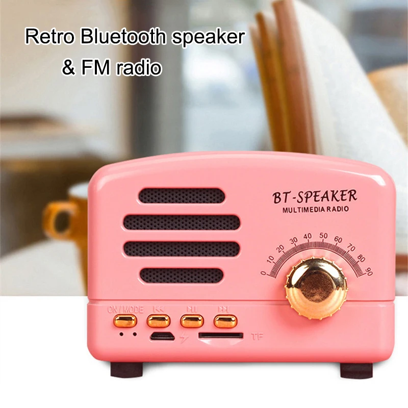 Raido Mini Speaker Radio Vintage Style Bluetooth V4.0 Support FM TF Card Wireless UY8 | Электроника