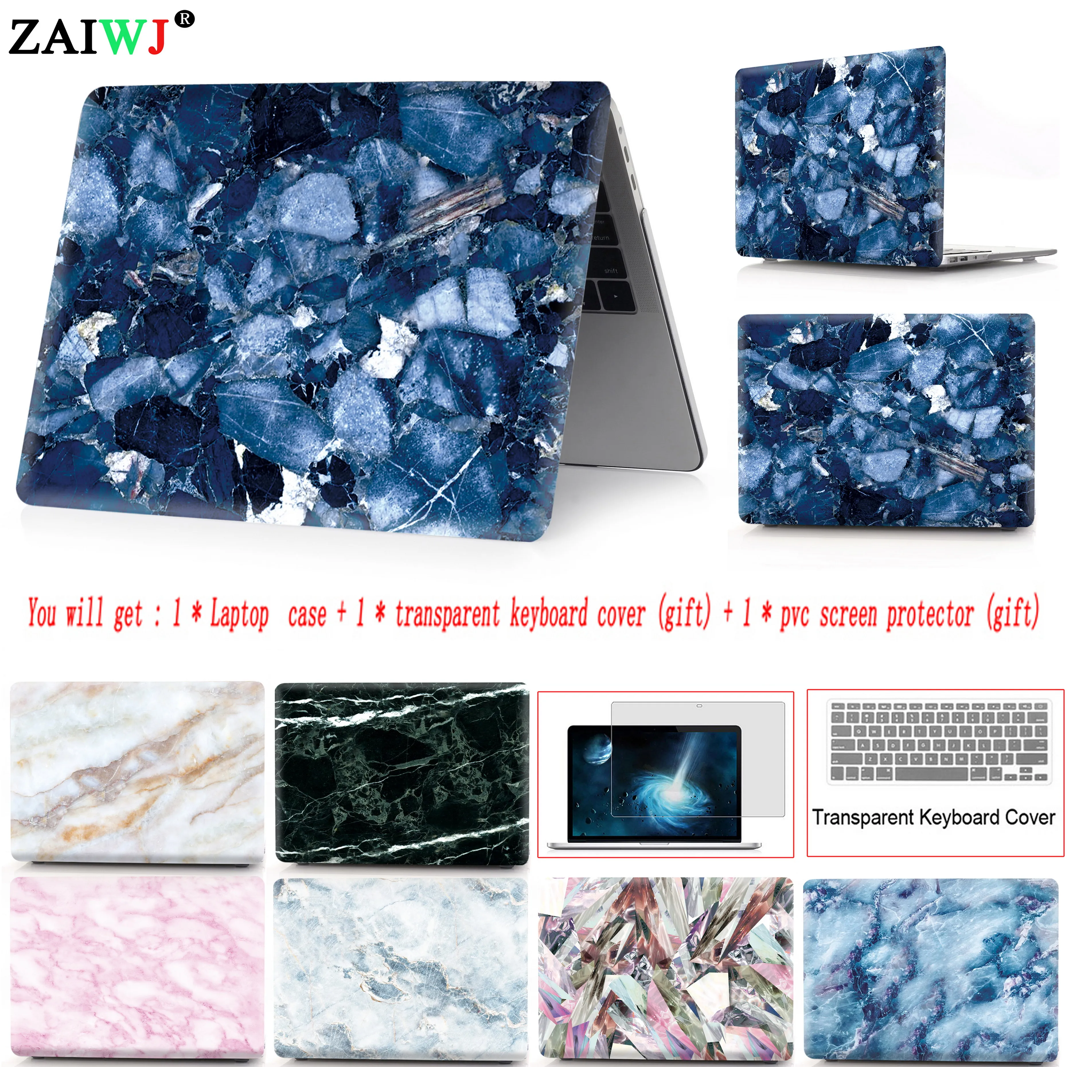 Мраморный чехол для ноутбука Apple MacBook Pro Air Retina 11 12 13 15 Mac 4 3 дюйма защитный с