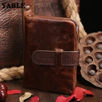 mens bag leather wallet for man oil wax leather short foldable leisure small wallet retro fashion clutch coin purse