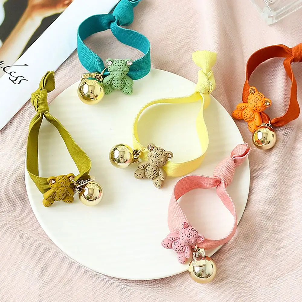 Корейские милые Медвежонок резинки для волос женские бусины хвостика держатель