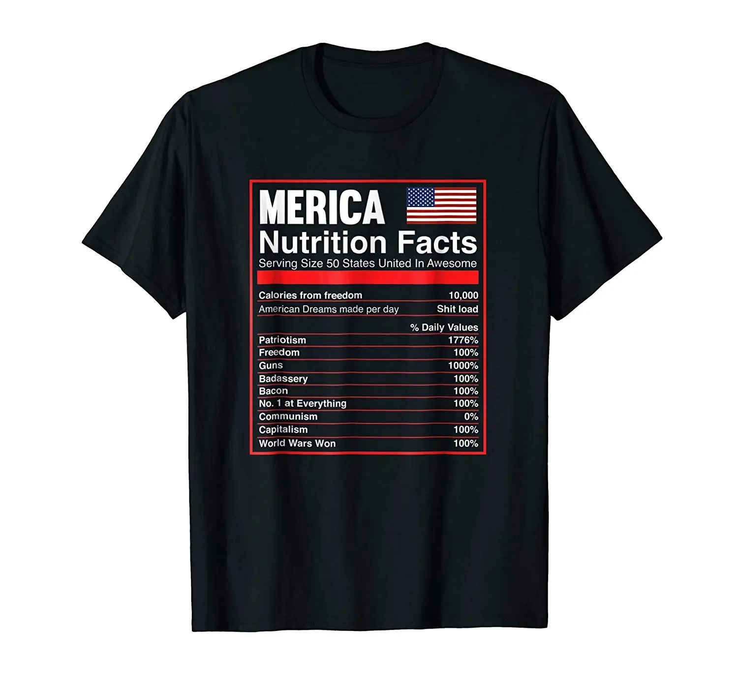 

Merica Nutrition Facts. America Flag Patriotic Mens T-Shirt. Summer Cotton Short Sleeve O-Neck Unisex T Shirt New S-3XL