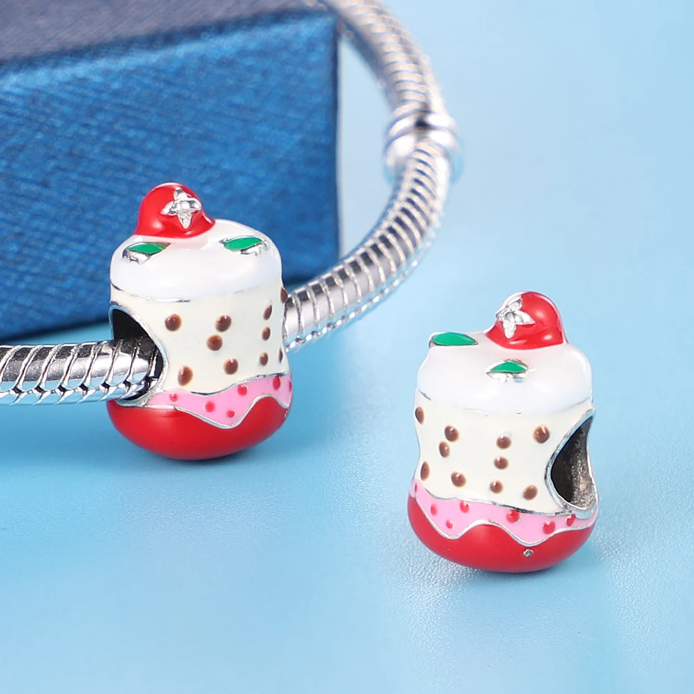 

HOT 925 Sterling Silver Charming Strawberry Mouth Bottle Beads Charms Fit Original 3mm Bracelets Bangle Diy Making Jewelry Gift