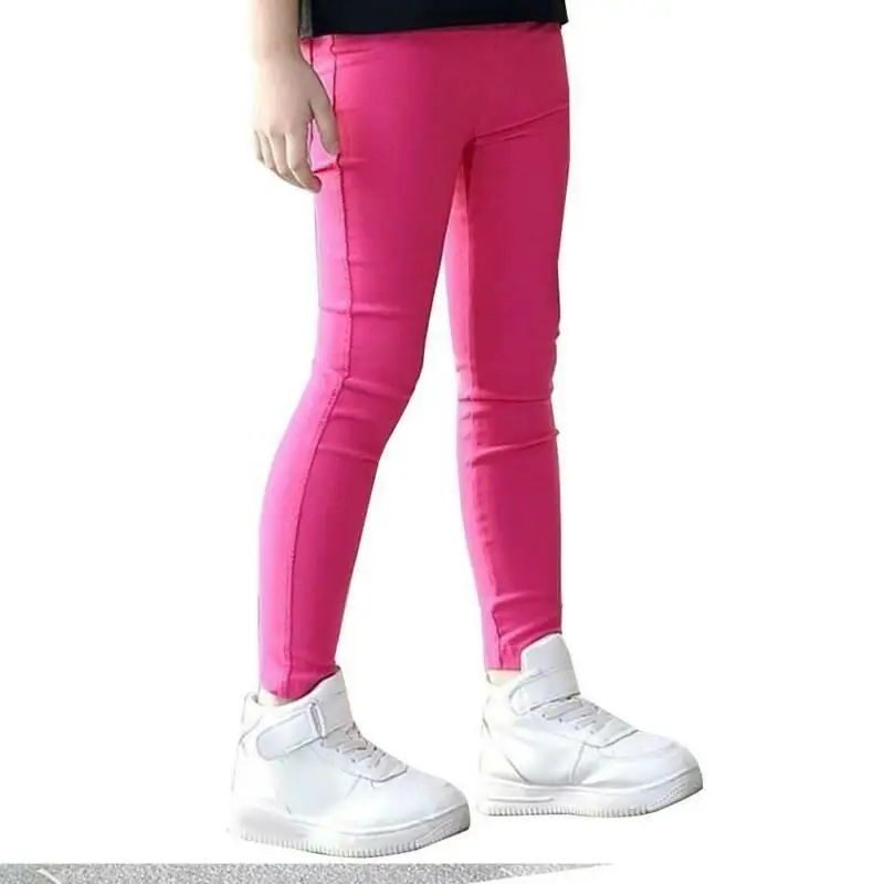 

Kids Girl Skinny Pants Pure Color Basic Bottoms Autumn Leggings