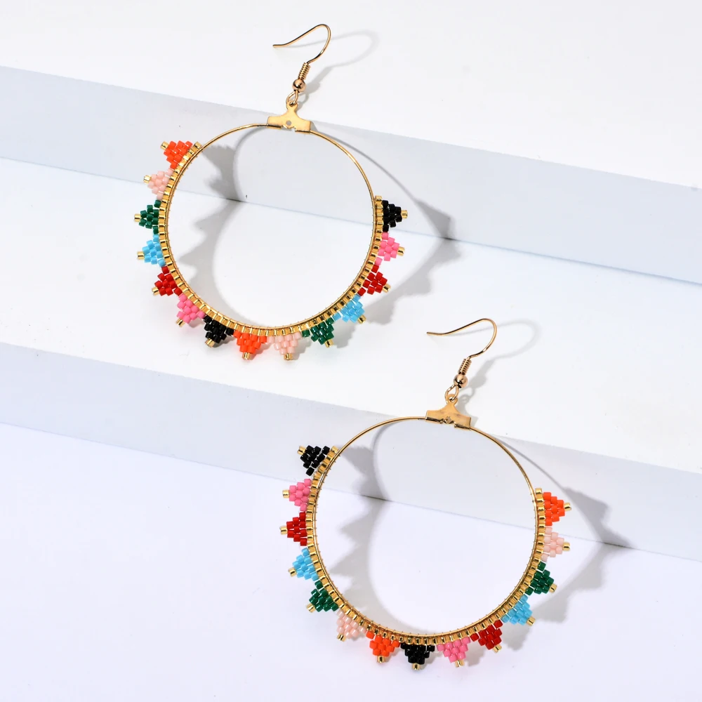 Разноцветные Винтажные серьги Миюки с бусинами и кисточками подвески высокого
