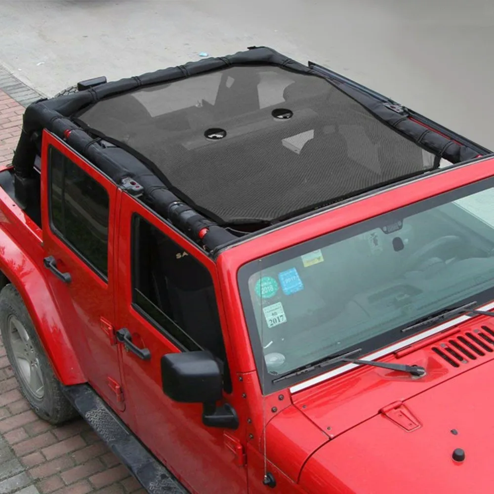 Mesh Sunshade Fit for Jeep 2007- Jeep Wrangler JK JKU Jeep JK Front Shade Plain Protection Heat Shield Windshield Visor