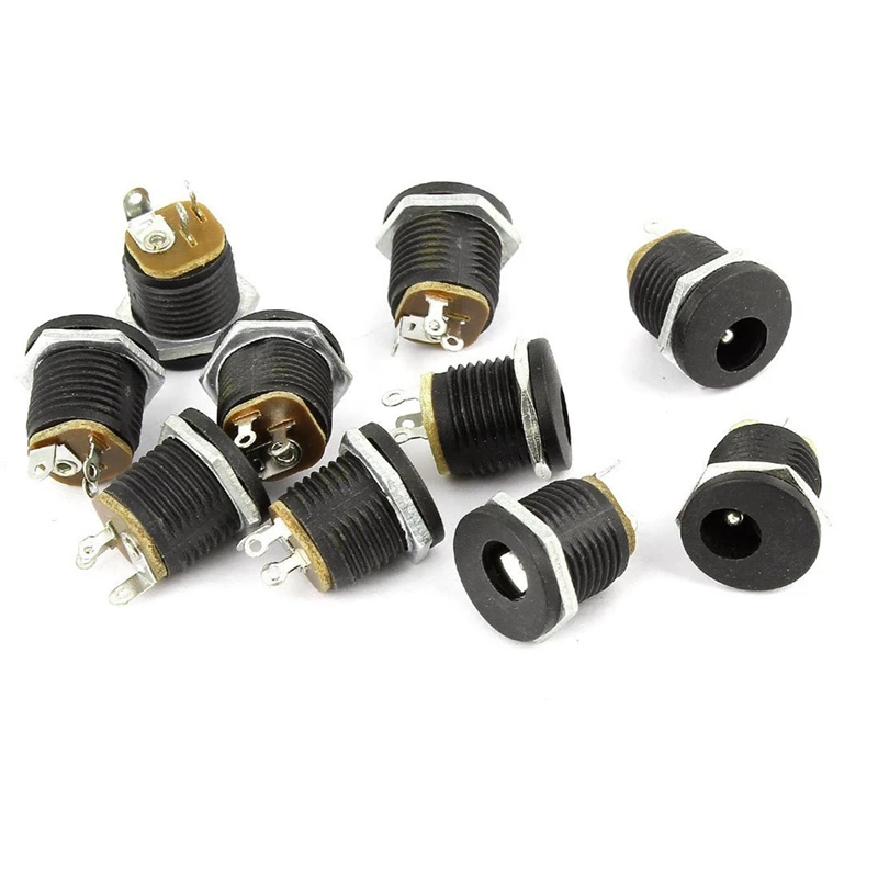 

10 Pcs 3-terminal Soldering 2.1mm x 5.5mm Female Power Jack DC Socket