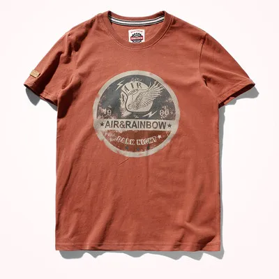 Sommer neuer Kurzarm O-Neck bedrucktes T-Shirt Herrenmode 100% Baumwolle gewaschenen alten lockeren gebürsteten Stoff Großgröße Casual Tops