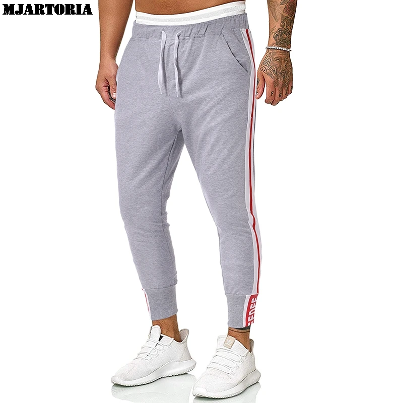 MJartoria 2019 спортивные брюки мужские однотонные Длинные повседневные сплайсинговые