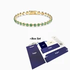 Модные ювелирные изделия SWA, новый браслет для тенниса, Золотое очаровательное зеленое круглое украшение, женский тренд, подходящее ко всему романтическое украшение, подарок