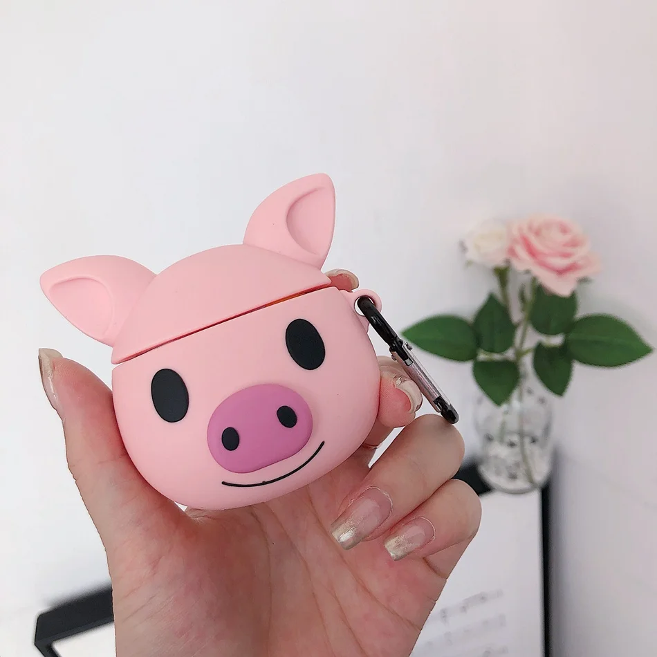 3D Silicone Earphone Case For Airpods 2 Cute Rabbit Animal Cartoon Headphone Cover Apple Air pods Earpods Ring | Электроника