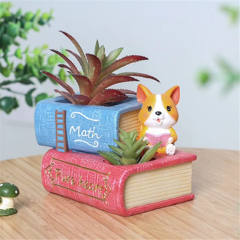 

Lovely Dog Corgi Landscape Garden Succulent Potted Plants Creative Animal Planter Figurines Flower Vase Kids Decoration Gifts