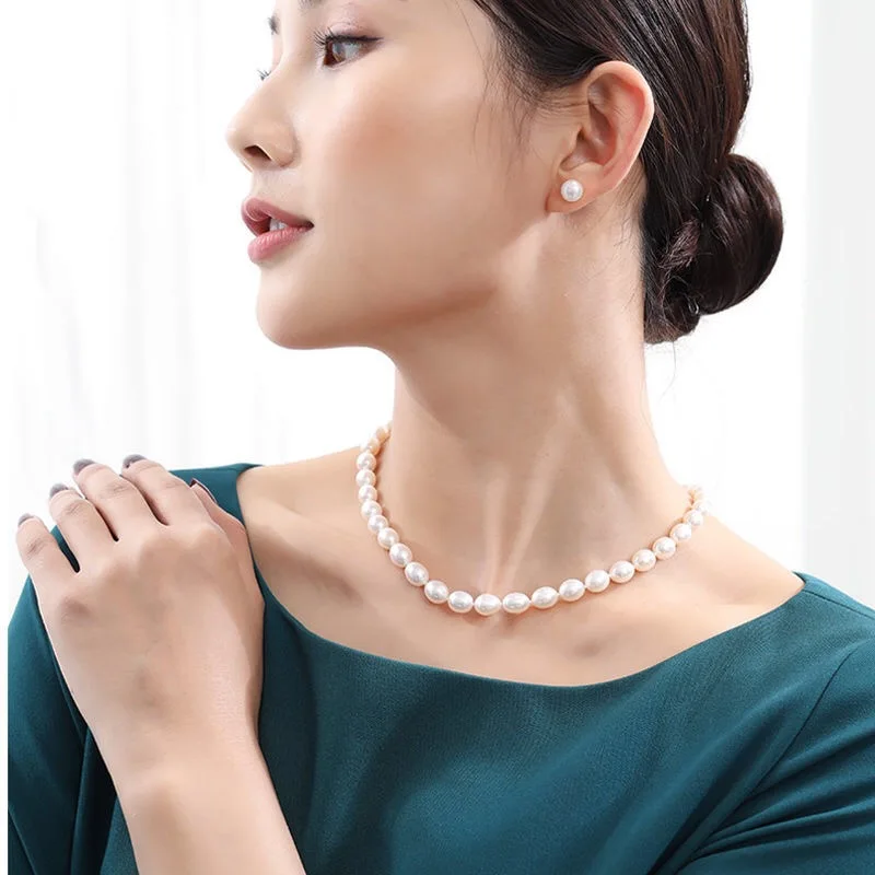 

Pearl Necklace 100% Genuine Natural Freshwater Pearl Choker Necklaces For Women Jewelry Gift