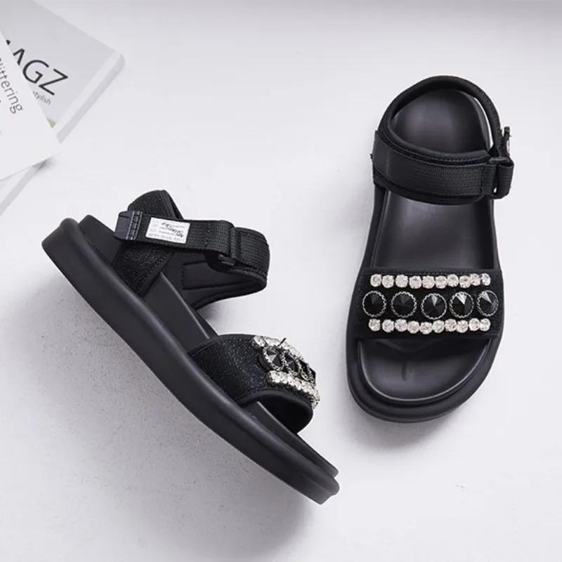 

Crystal Sandals Women 2020 Summer Rome Platform Sandals Fashion Street Rhinestones Open Toe Casual Shoes Beach Sandalias Mujer