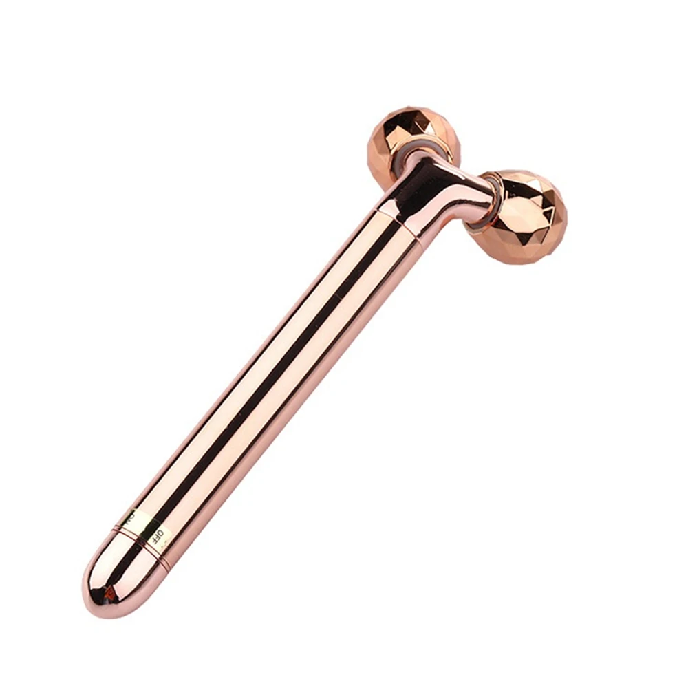 Rose Gold Уход за лицом V-образный Массажер для похудения лица тонкий массажер роликовый лицевой подтягивающий кожу осветление тонких линий гладкая тонкая подтяжка лица инструмент - Цвет: Rose Gold