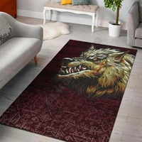 viking style area rug fenrir on the blood moon background 3d printed rugs mat rugs anti slip large rug carpet home decoration