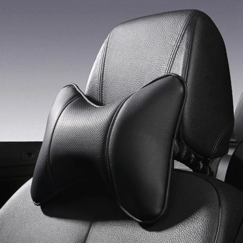 

Car Seat Headrest Pillow Four Season Universal Neck Pillow Head Support Pad Cushion Driving Head Rest PU Leather
