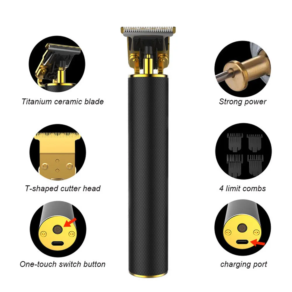 

USB Rechargeable Hair Trimmer Men 0mm Baldheaded Hair Clipper professional Carving Hair Clipper