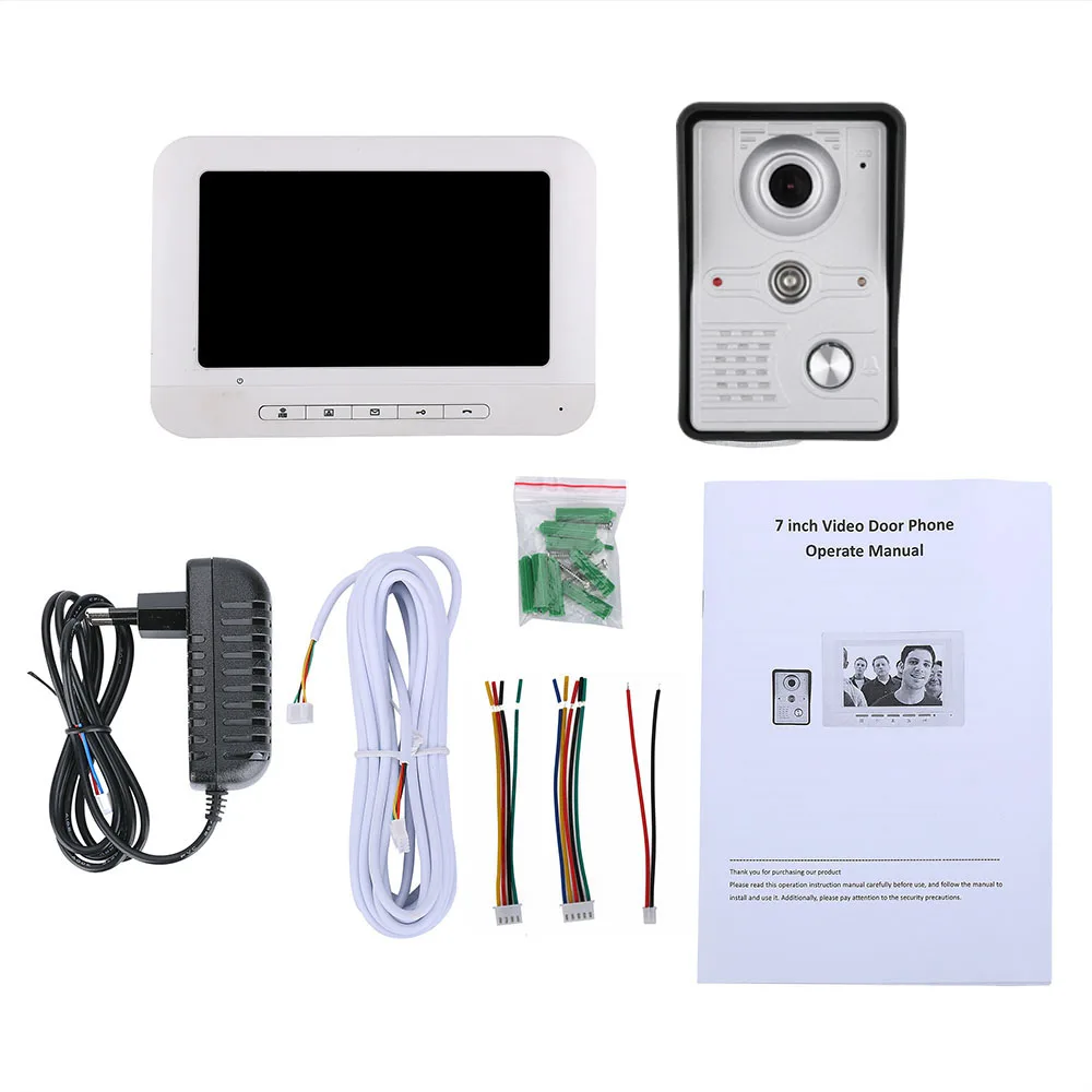

7'' LCD Wired Video Door Phone Visual Video Intercom Speakerphone Intercom System With Waterproof Outdoor IR Camera