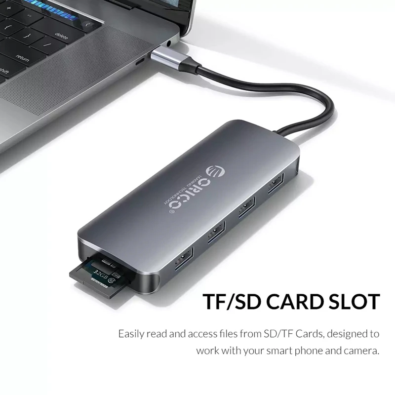 

ORICO USB C HUB to USB3.0 HDMI VGA 100W PD RJ45 Card Reader Audio Adapter Dock for Pro Accessories