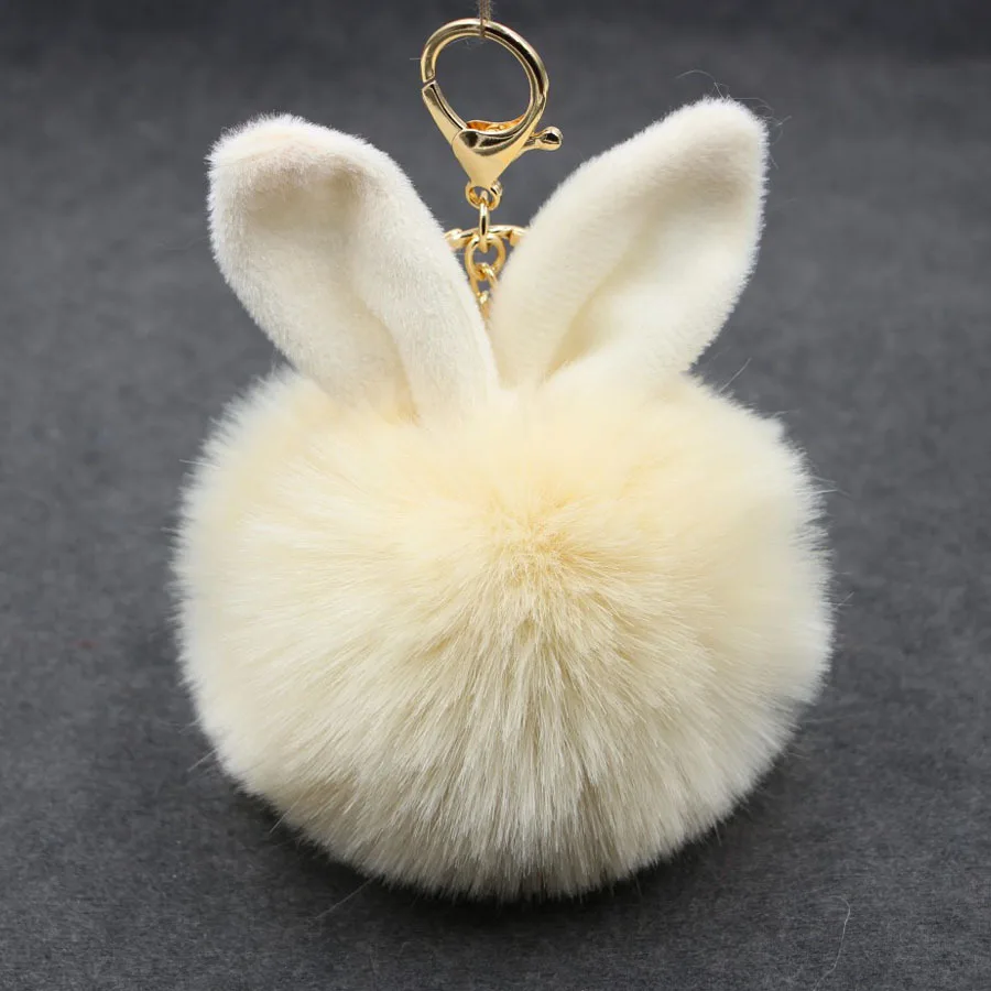 

Fluffy Pom pom Faux Rabbit Fur Ball Keychains Cute Rabbit Ear Key Rings Keychain Trendy Jewelry Bag Car Pendant Women Trinkets