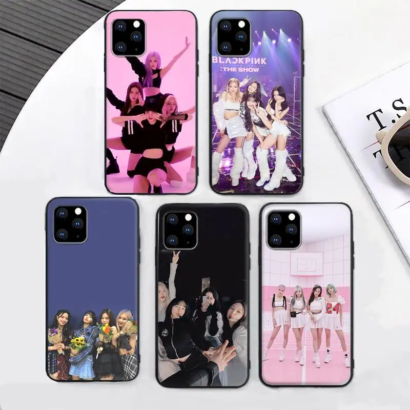 

Pink Black Phone Case For Iphone SE 2020 6 6s 7 8 plus X Xr XS 11 12 13 Mini Pro Max Fundas Cover