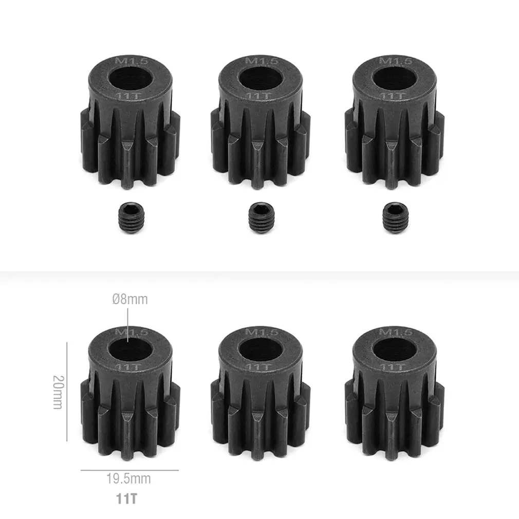 

3pcs 8mm M1.5 Chrome Steel Gear 11T/12T/15T/17T/19T/20T For Motor Shaft 8mm 1/5Th RC Car Rc Car Kit Parts