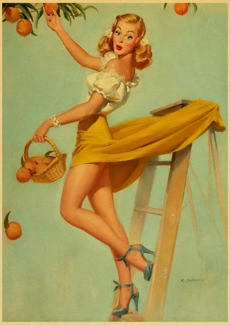 Американский ретро постер с винтажными принтами девушек и постеров наклейка на