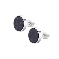 charm simple personality earrings men and women stainless steel round purple sand stone ear studs