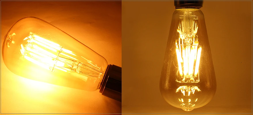 Светодиодный IARY затемнения ретро Edison янтарного ST64 E27 светодиодный нити лампа в форме пузыря 2200K 110/220 В античный подвесной Винтаж ST 64 светодиодный 4 Вт/6 Вт/8 Вт
