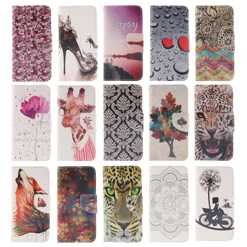 Роскошный кожаный чехол книжка с рисунком и подставкой для Samsung Galaxy A3 A5 J3 2017 A6 A8 S8 S9