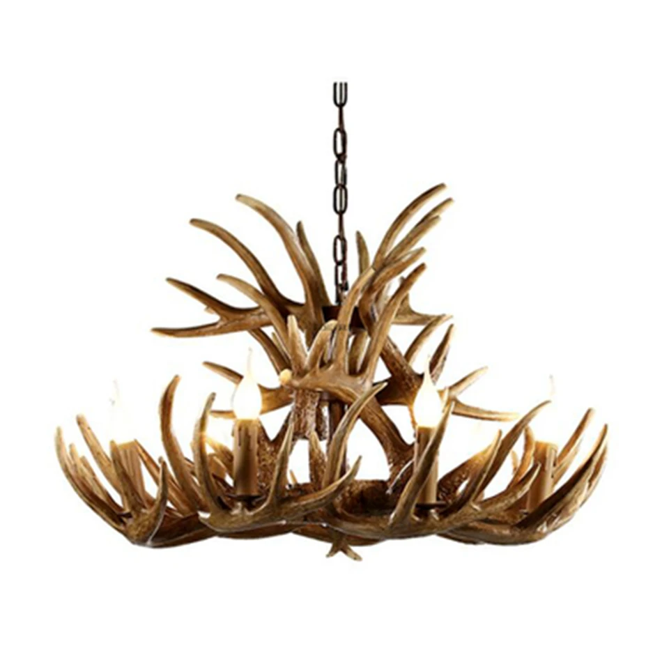 

American Retro Antler chandelier Living Restaurant Bar LED chandeliers lighting Antler Industrial LOFT Resin Deer Horn Hanglamp