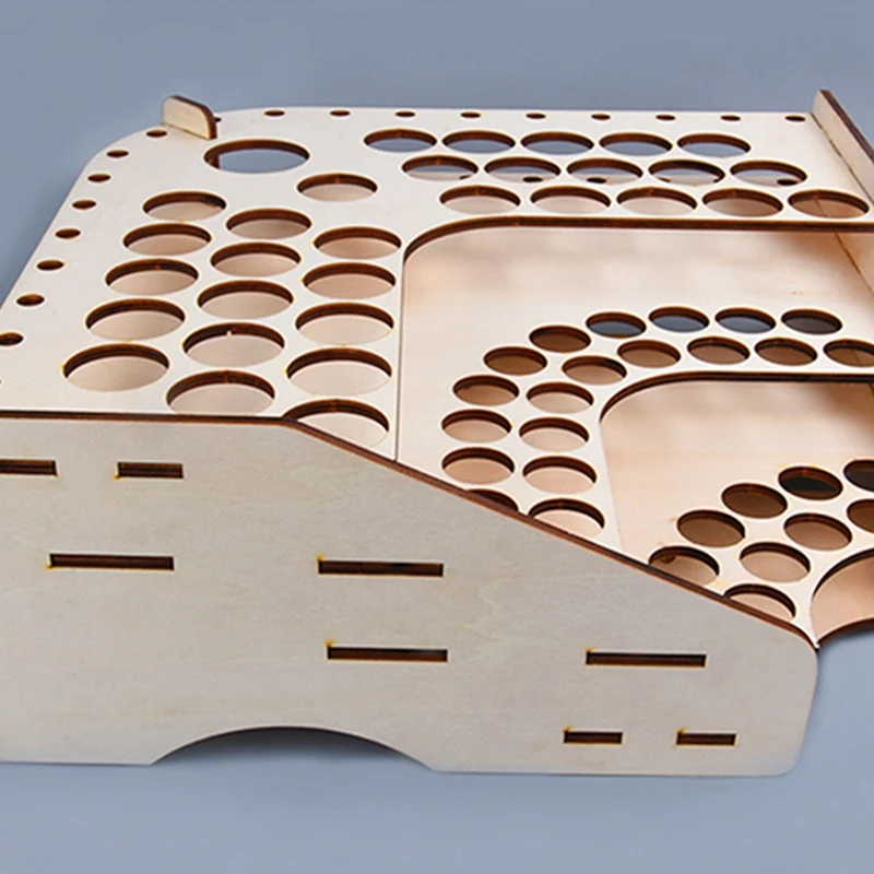 

81 Hole Wooden Pigment Bottle Storage Organizer Color Paint Ink Brush Stand Rack Modular Holder School