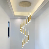 led chandelier goldblackwhitecoffesilver staircase long pendant lamp duplex building villa attic adjustable hanging light