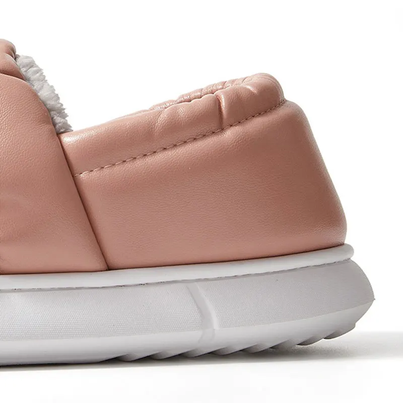 Осенние хлопковые тапочки Mo Dou теплые домашние сплошного цвета из искусственной