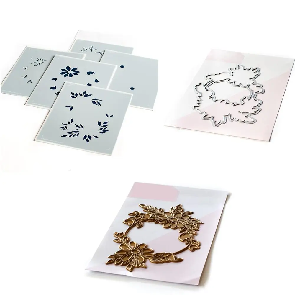 

DAISY WREATH Cutting Dies Stamps Stencil Hot foil Scrapbook Diary Decoration Stencil Embossing Template DIY Greeting Handmade