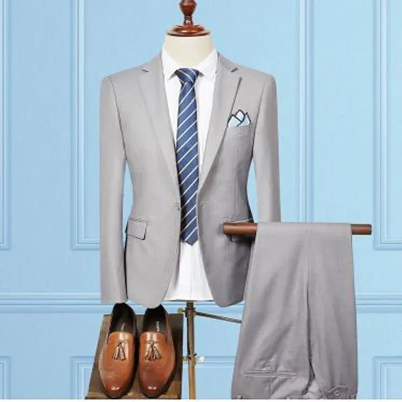 

(Jacket+pant) 2020 Men's Black Suits Business Blazer Casual Suit Set Wedding Dress Men Suit Groom Tuxedos Plus Size 4XL 5XL