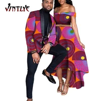 african clothes for couples mens suits top and lady sexy dress ankara print traditonal dashiki party banquet clothing wyq762
