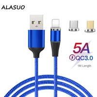 5a magnet usb cable type c cable for xiaomi 11 micro usb charger braided wire for iphone 12 pro 11 mini magnetic charging cord