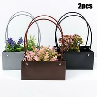 2pcs pvc bag flower box bag with handle waterproof bouquet florist storage gift packing bag valentines day party decor supplies