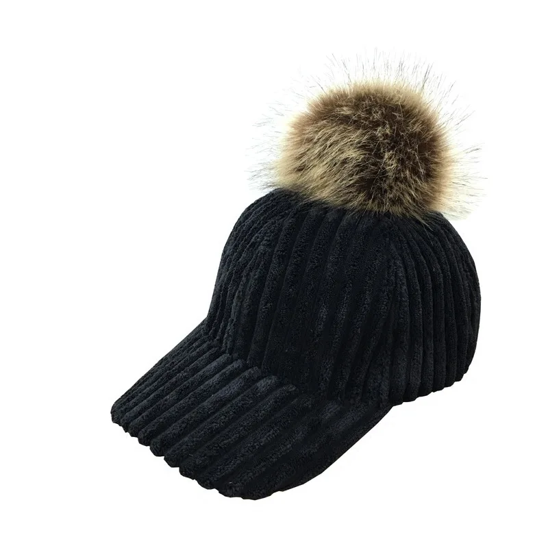 

Hat Women - able Baseball Cap Women Autumn Winter Casual able Women Corduroy Fur Ball Peaked Cap Women