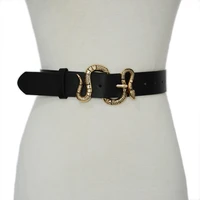 designer belts for women high quality luxury brand shinny rhinestone snake buckle pu leather belt ladies jeans
