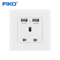 fiko pc panel socket with dual usb %ef%bc%8c family hotel 13a british socket with dual usb 5v 2100ma wall power socket 86mm86mm