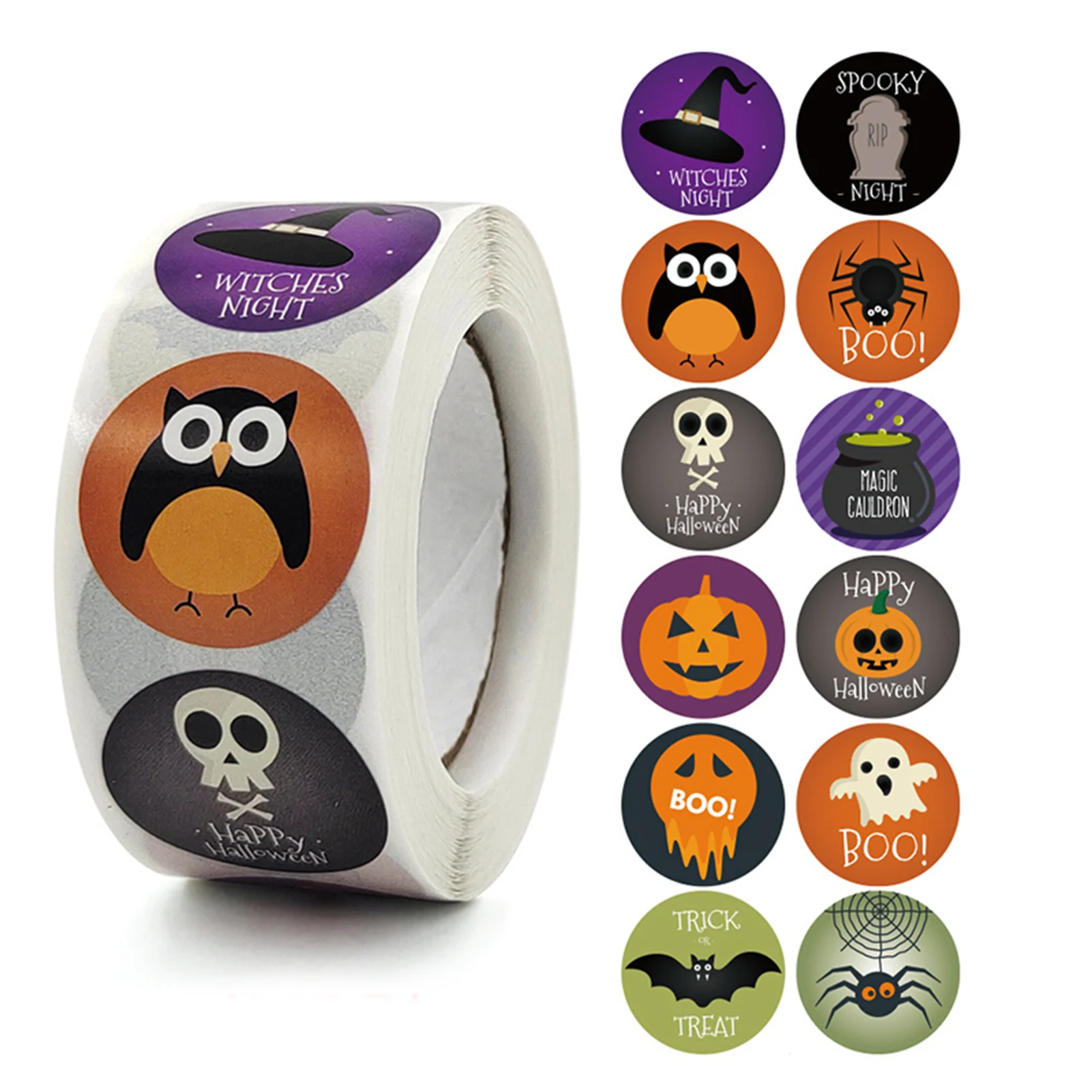 

Kids Cartoon Animal Sticker Roll Colorful 500-Count Stickers Round Seals Stickers Halloween Party Gift items TOER889