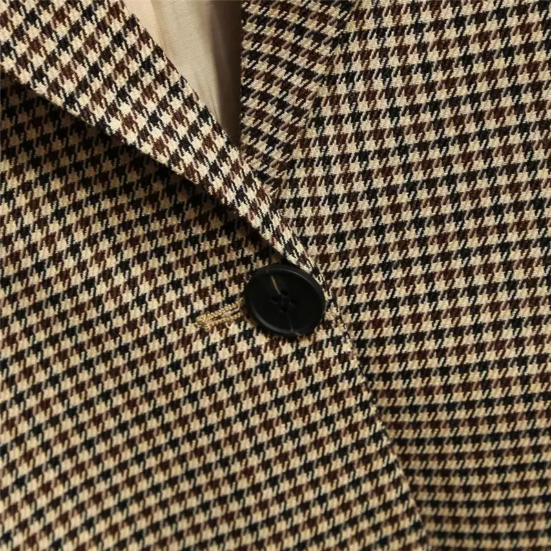 

XL-5XL Autumn Plus size Vintage Plaid Blazer Office Lady Single Breasted Houndstooth Suit Coats Large Size Women Jacket Blazers