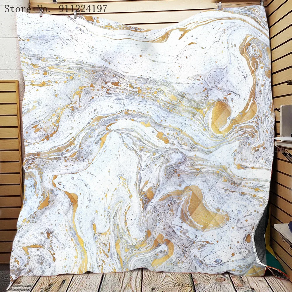 

Color Marble Stripes Printing Quilt Blanket Air-conditioning Quilts Cover Soft Warm Blooming Blanket Bedspread Home Textiles