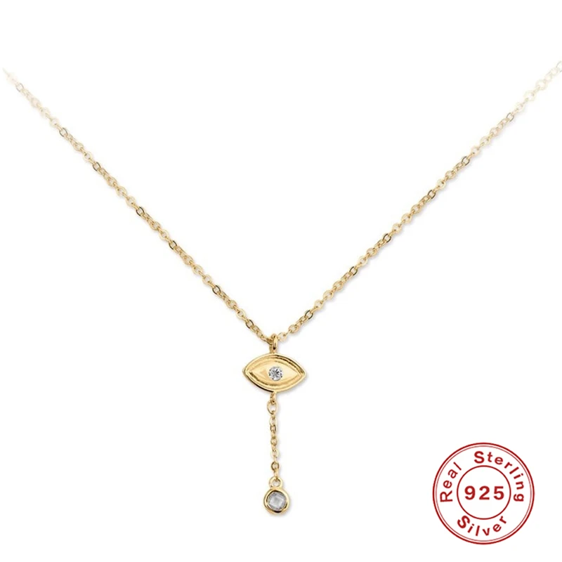 

AIDE Fashion Eye Tears Pendant Chain Necklaces For Women Bohemian 925 Sterling Silver Necklace Jewelry bijoux femme