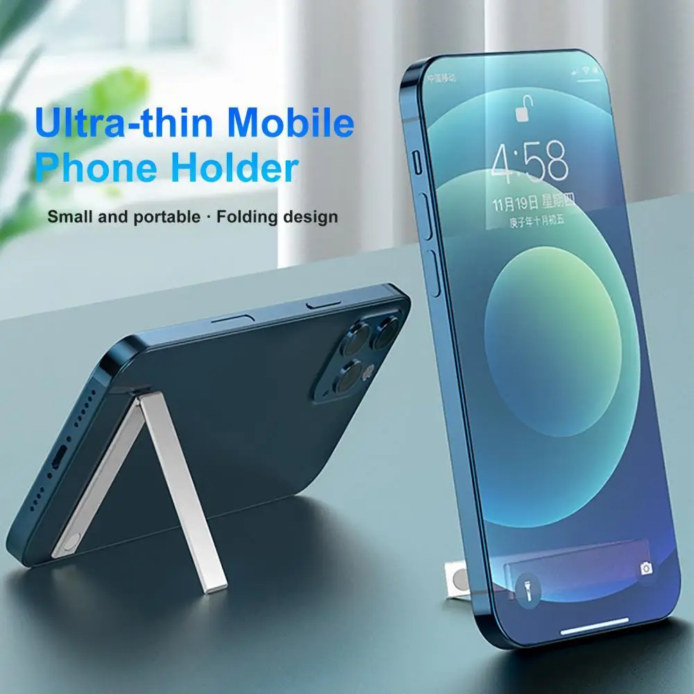 

Stable Practical Ultra-thin Desk Mobile Phone Stand Compact Phone Bracket Self-adhesive for Playing Music